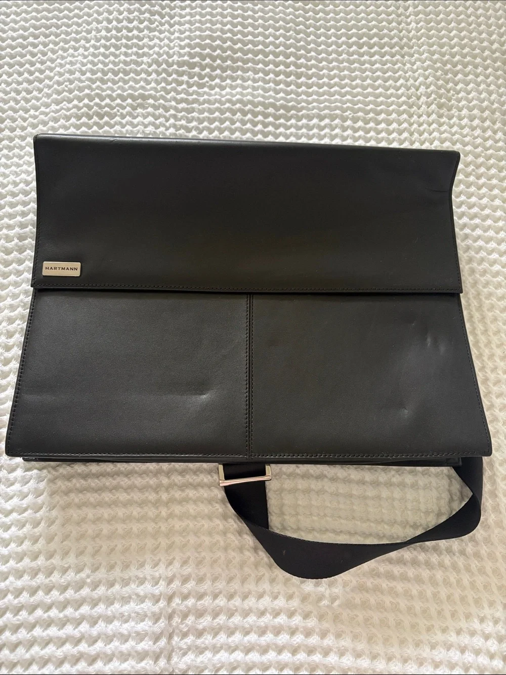 Hartmann Black Leather Messenger Bag